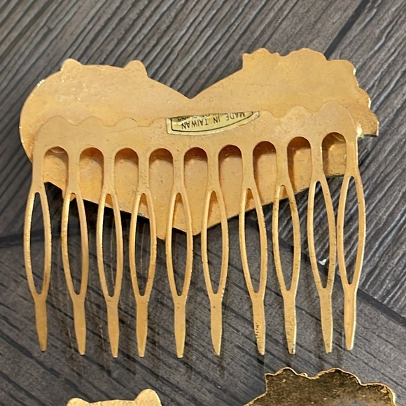 Vintage Cloisonné Butterfly Heart & Flower Hair Combs - Picture 9 of 16